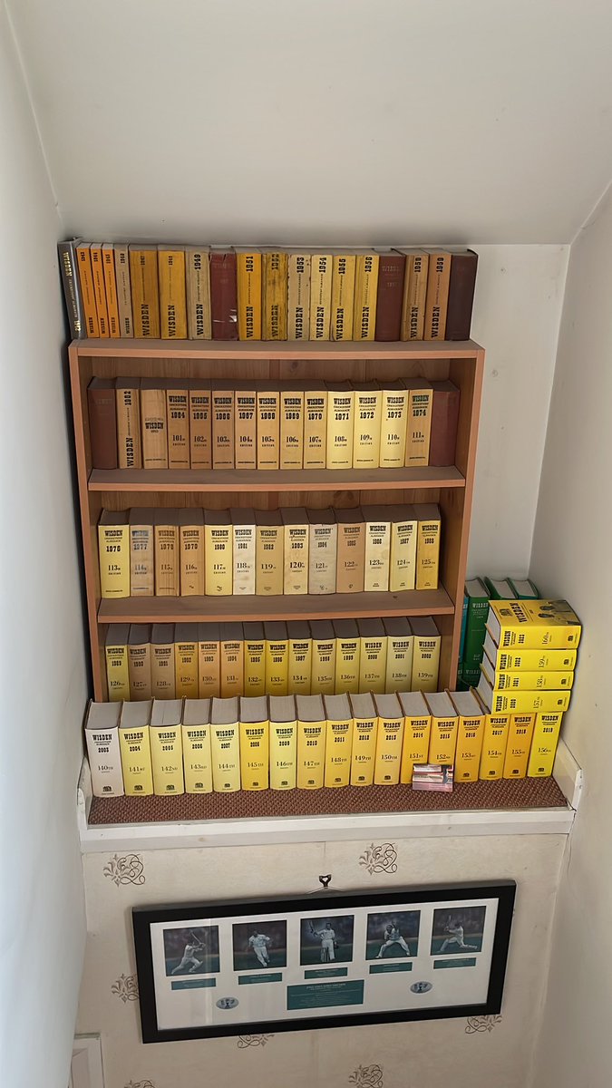 @WisdenAlmanack Here’s #MyWisdenCollection with the Aussie ones hiding in the background