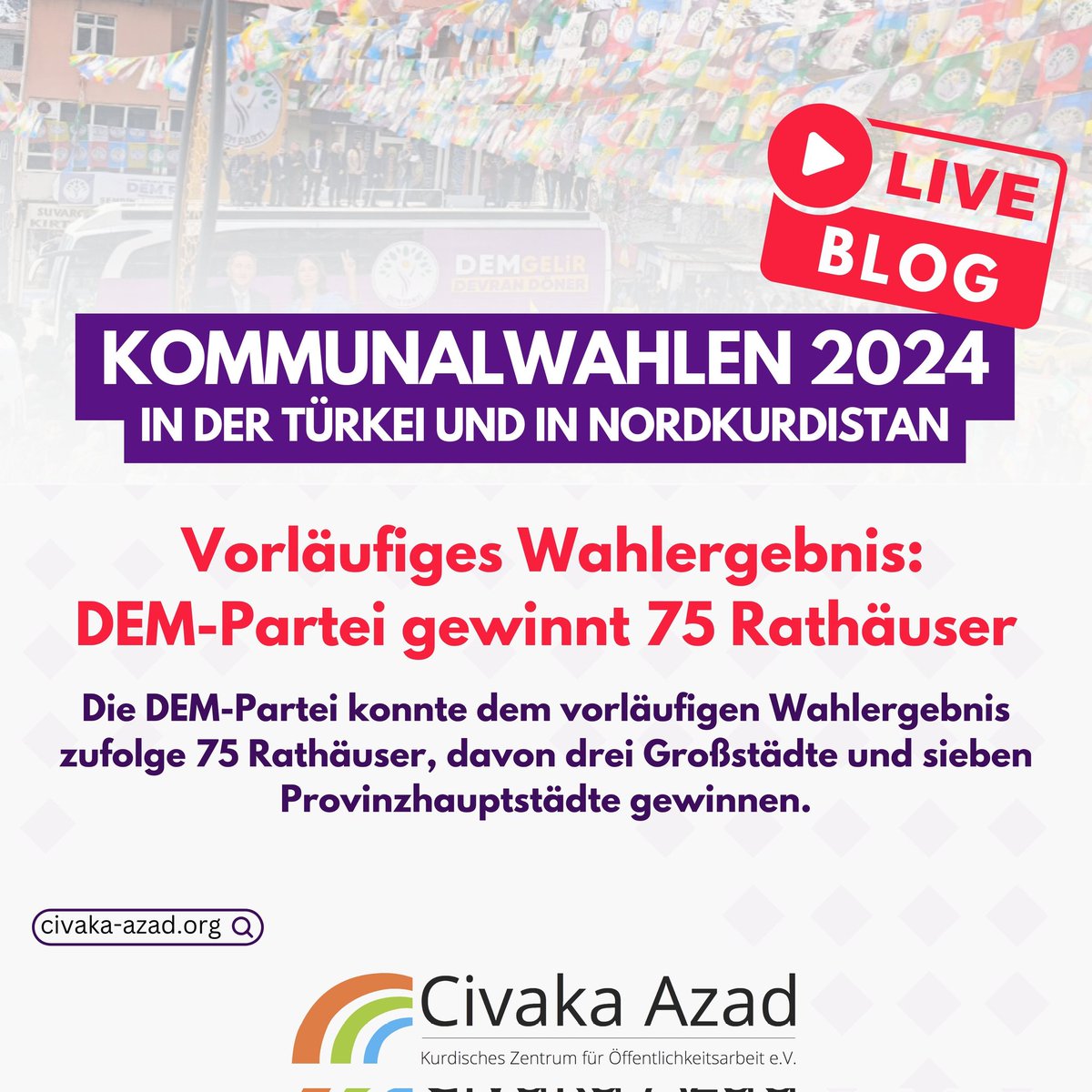 Die vorläufigen Wahlergebnisse: In Bakûr/Nordkurdistan heißt der Sieger DEM-Partei.