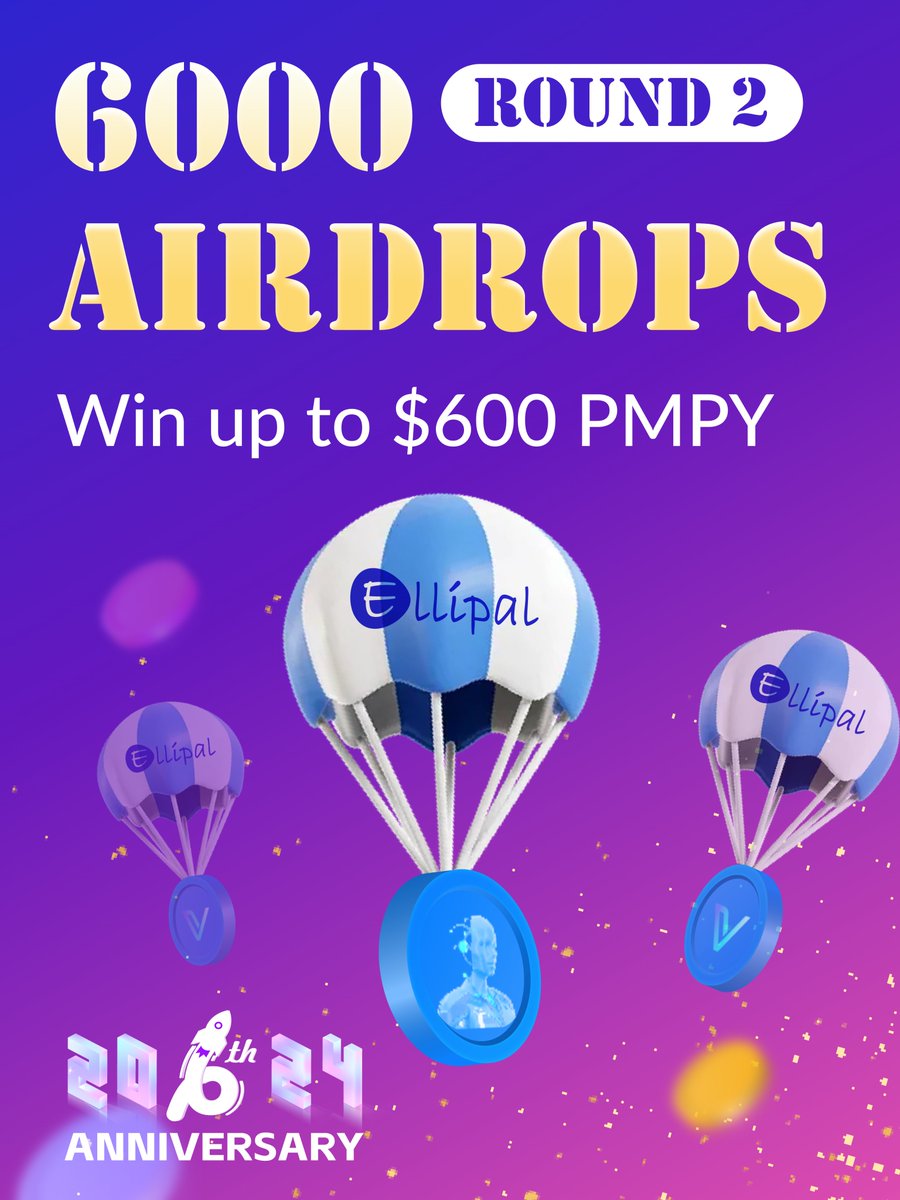 🥳ELLIPAL's second round of airdrops 🥳
🪂Token: $PMPY  🏆Win up to ＄600  
💵Total value: ＄20,000

👇👇👇
1️⃣ Follow <a href="/ellipalwallet/">ELLIPAL</a> @PrometheumPMPY
2️⃣ Like, RT and tag 3 friends! 
3️⃣ Drop your $ETH wallet👉 bit.ly/4aeQ9hA

📅 April 1 - April 7, 2024