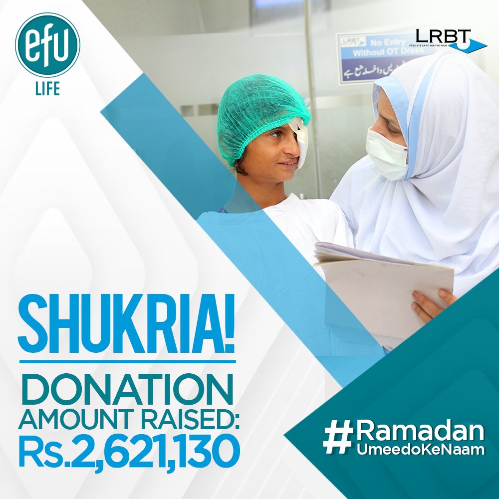 Thank you for your constant support, & participation in our initiative of #RamadanUmeedoKeNaam! Let us work together on the mission of giving the gift of sight to the underprivileged! #EFULife #LRBT