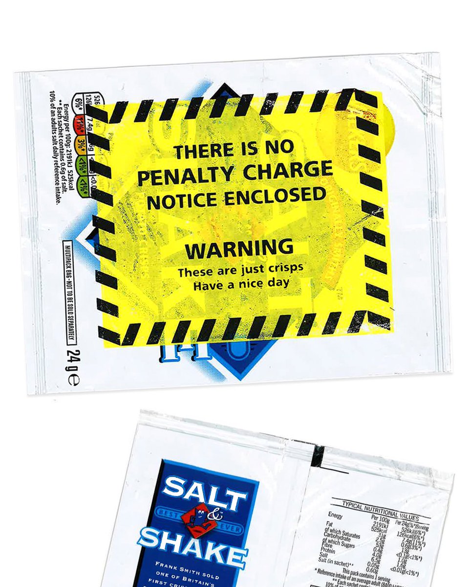 Is that a f**king parking ticket? No, it’s just some <a href="/walkers_crisps/">Walkers Crisps</a> Salt &amp; Shake.
Parking Ticket Crisps, coming to a street near you.