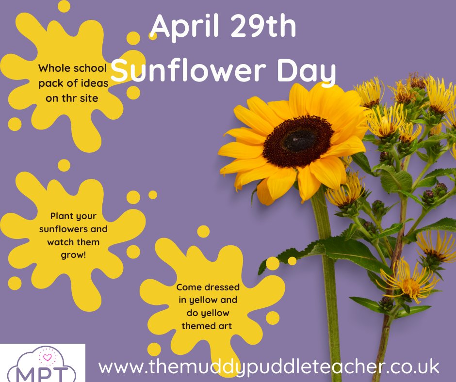 Who Is joining in with us? 

Find all sunflower-related resources here: themuddypuddleteacher.co.uk/?s=sunflower+d…
#muddypuddlteachers #teachoutdoors #sunflowerday