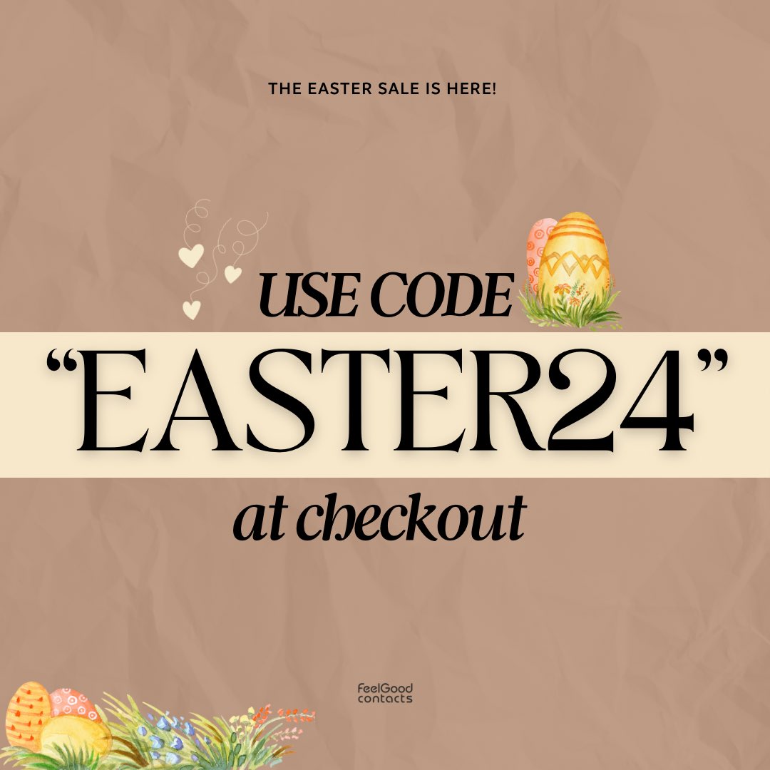 Our Easter Sale is now LIVE! Head over to FeelGoodContacts.com and use code: ‘EASTER24’ at checkout for 5% OFF the ENTIRE site. Sale ends on the 4th of April 🪺 #FeelGoodContacts #NextDayDelivery #BrandOfTheMonth #FeelGoodCollection #ExclusiveDiscounts #EasterSale