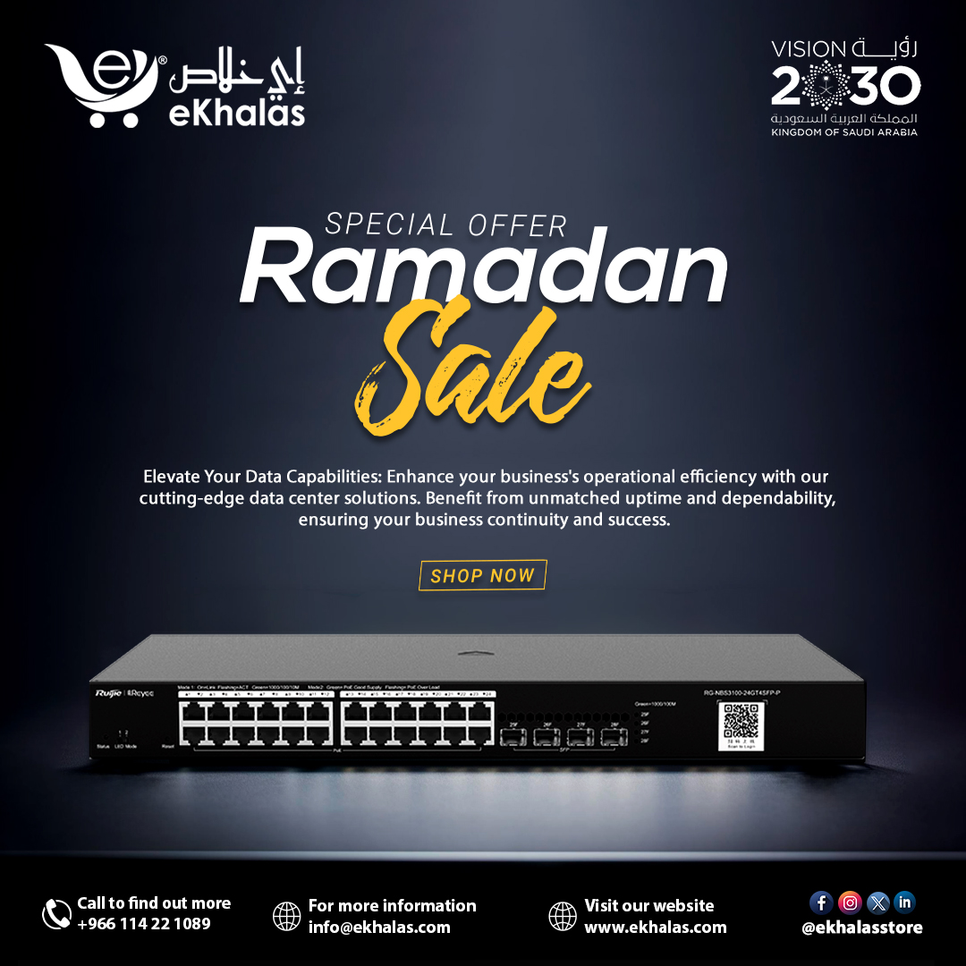 Get ready to elevate your networking game with our exclusive discounts on selected products from top brands including access points, routers, and switches.
#ekhalas #vision2030 #ekhalasstore #RamadanOffer #ExclusiveDiscounts #TopBrands #NetworkingEssentials #Professional #ruijie