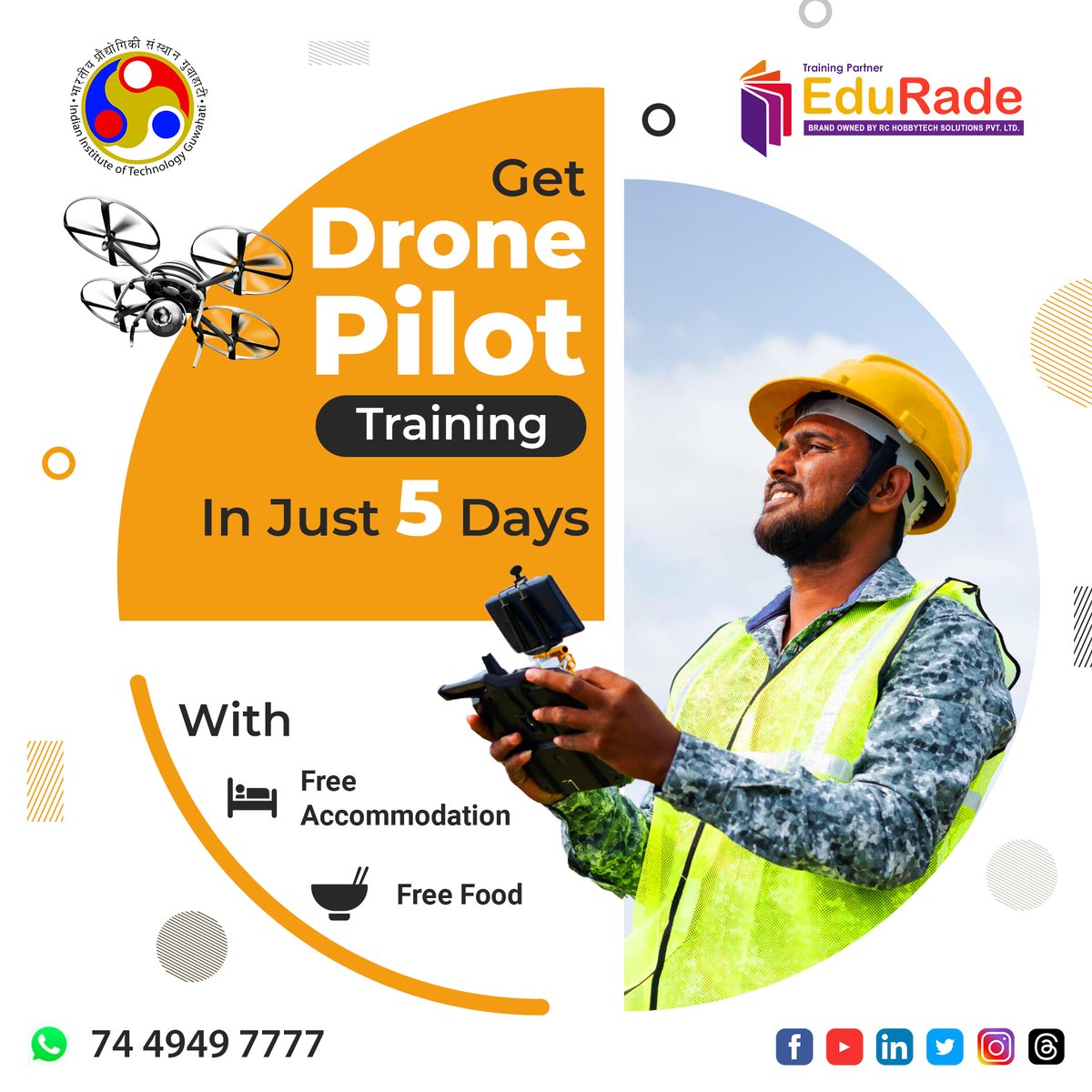 Get your Drone Pilot License in just 5 Days from India’s Largest RPTO, IIT Guwahati Drone Pilot Training School. It comes with a vast playground, experienced teachers, and many more.

📲 74494 97777
 
#IITG #EduRade #DronePilotTraining #CareerGoals #FlyHigh #DronePilots #Drones