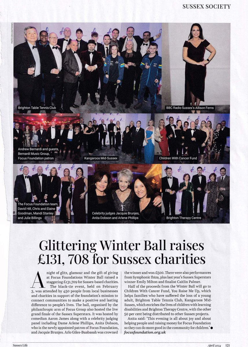 Very grateful to Sussex Life for great support of Focus Foundation I am very proud to be Patron of such an important and essential charity . <a href="/SussexLifeMag/">Sussex Life</a>