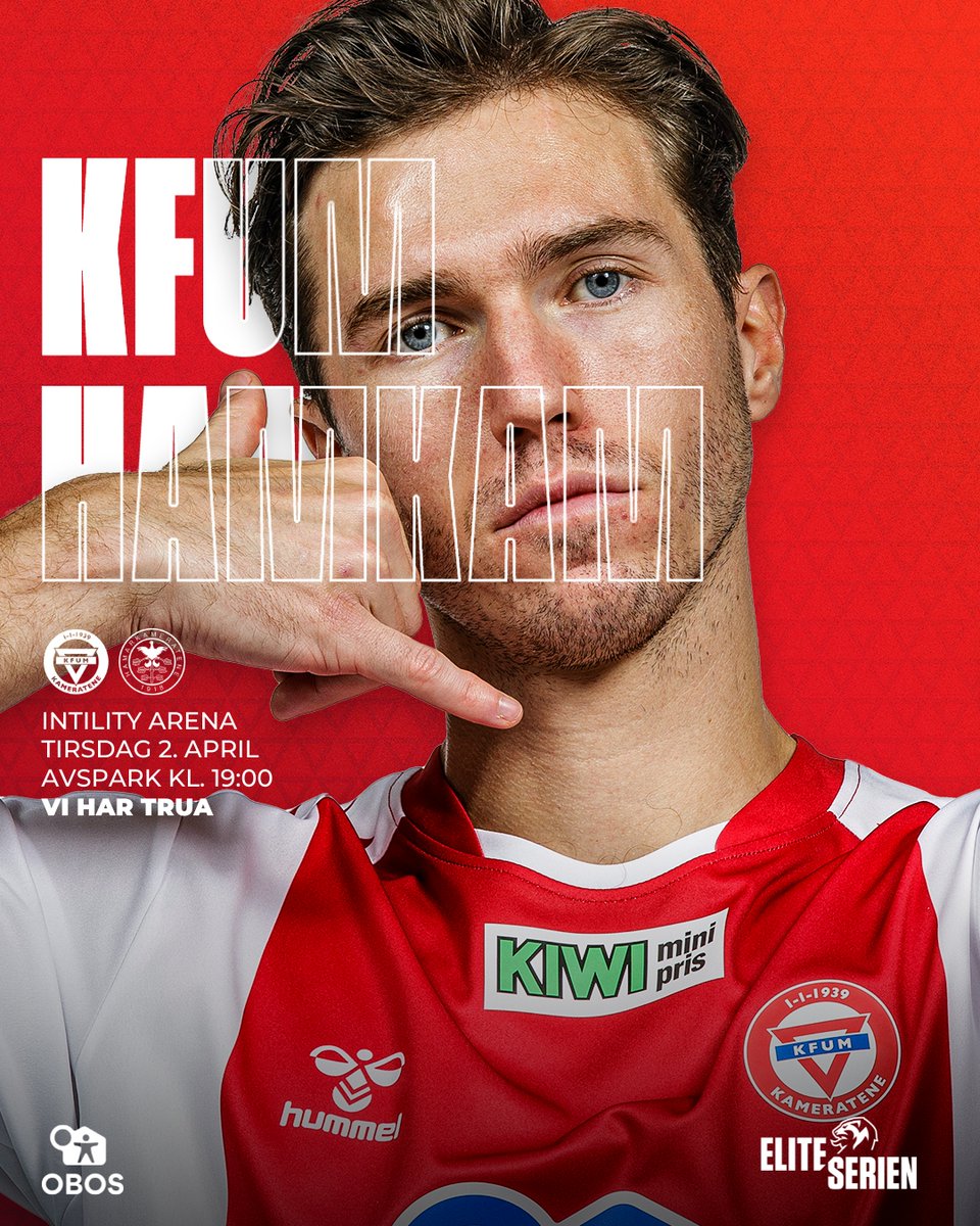 KFUMOslo's tweet photo. I morgen starter eventyret @eliteserien 2024 🤩
Bli med å sette publikumsrekord! Kjøp billett på https://t.co/lcaRlaiVq9 🎟
️
🆚 @HamKamFotball 
🗓️ Tirsdag 2. april
⏰ 19:00
🏟️ Intility Arena
📺 TV 2 Sport 1 https://t.co/CWYRbipLFq