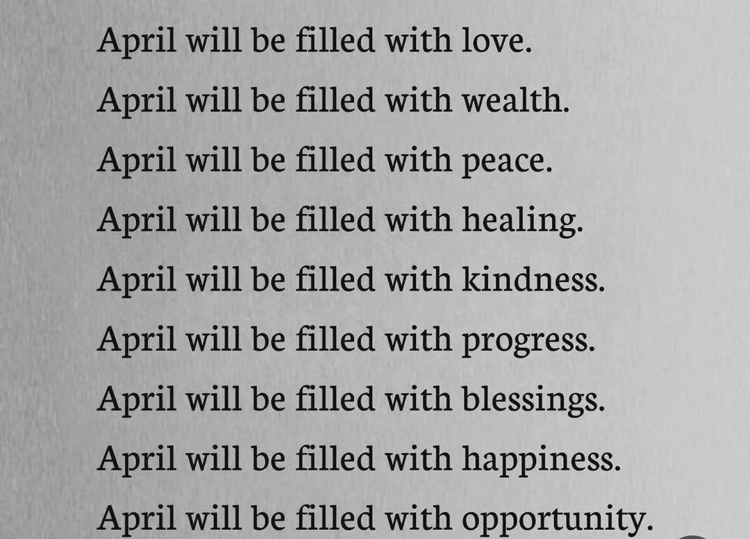 ✨ Happy April Everyone ☺️

#Pray #trust #wait #AprilWish #AprilFirst2024