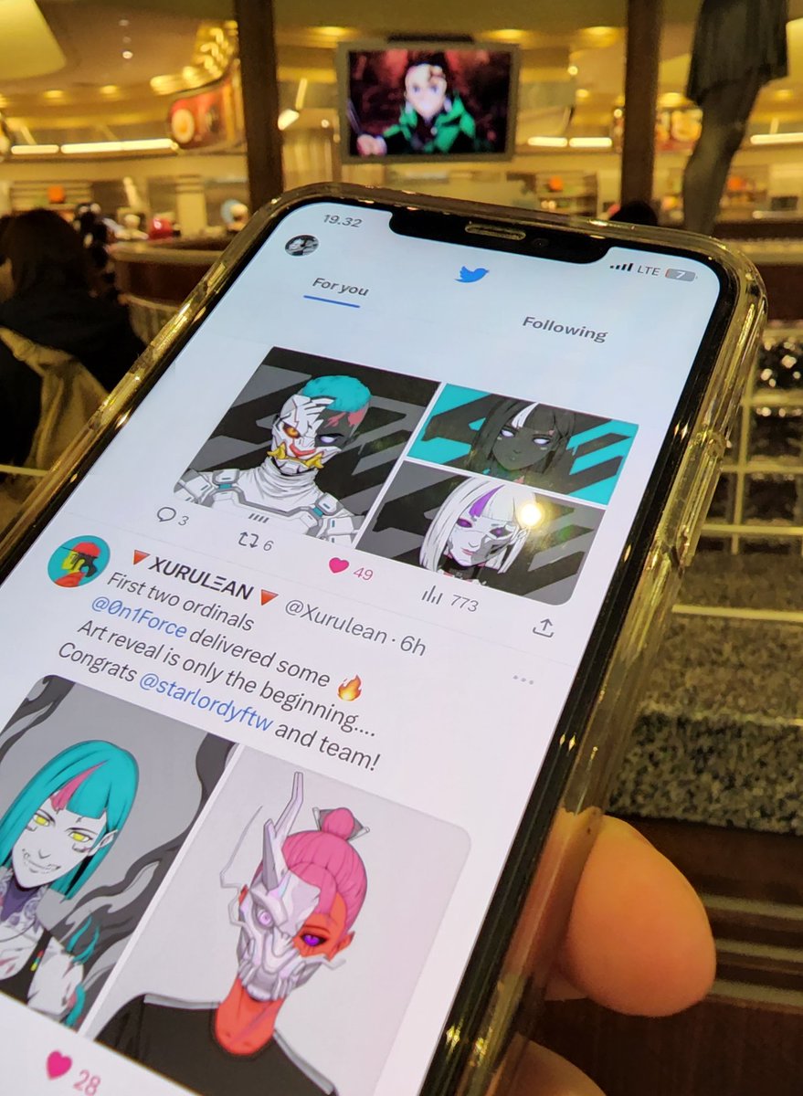 The great thing about being in Japan during @0n1Force reveal is... When I look up from X/Twitter I still see anime... there is no such thing as anime overload right?