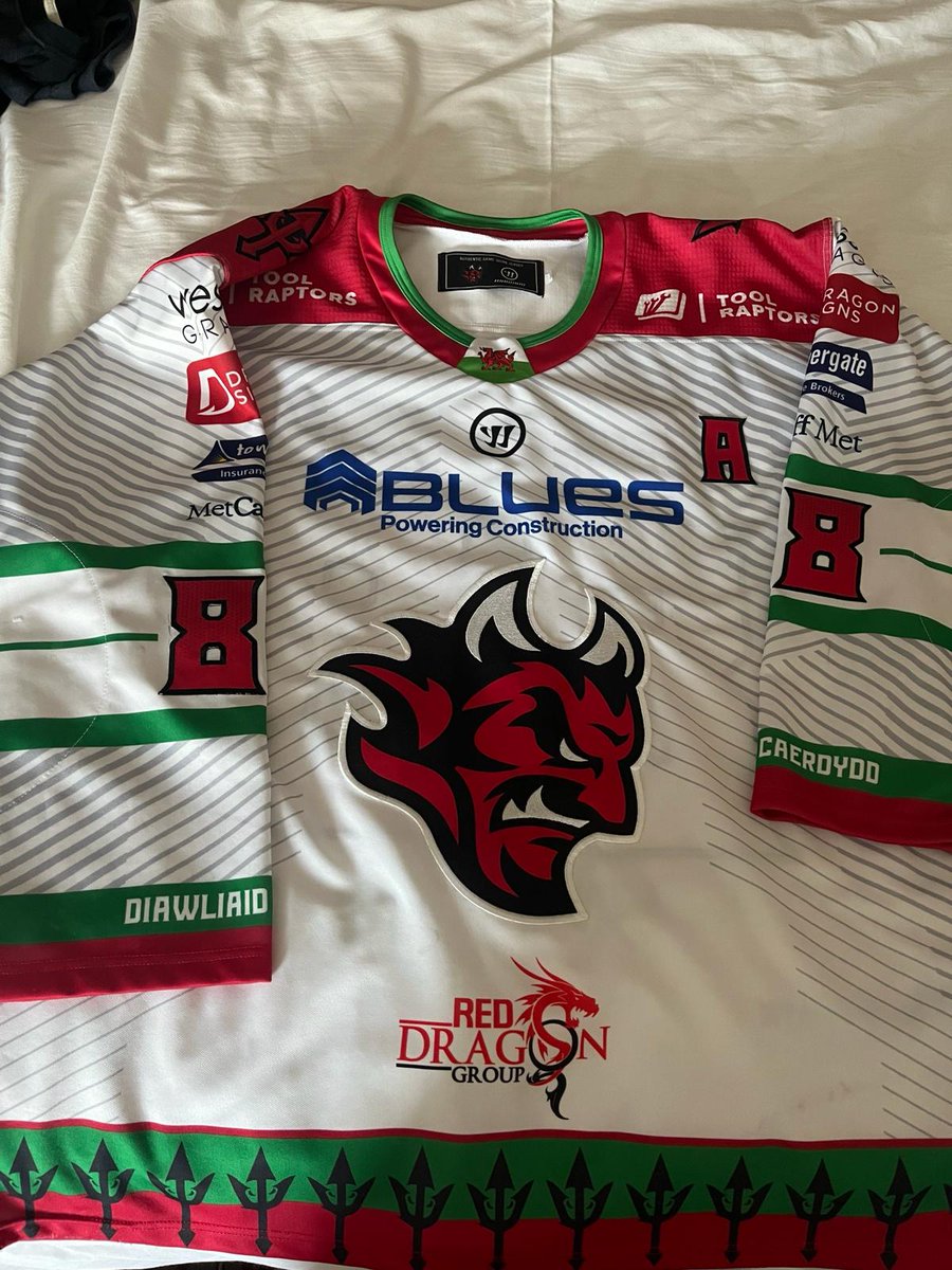 Chrisingrey's tweet photo. Signed Shirt of the Back (game worn) #CardiffDevils Martin 88 - open to offers!  #eliteleague #icehockeyuk #icehockey #shirtoftheback #hockey  #signed https://t.co/0uQbDZ257d