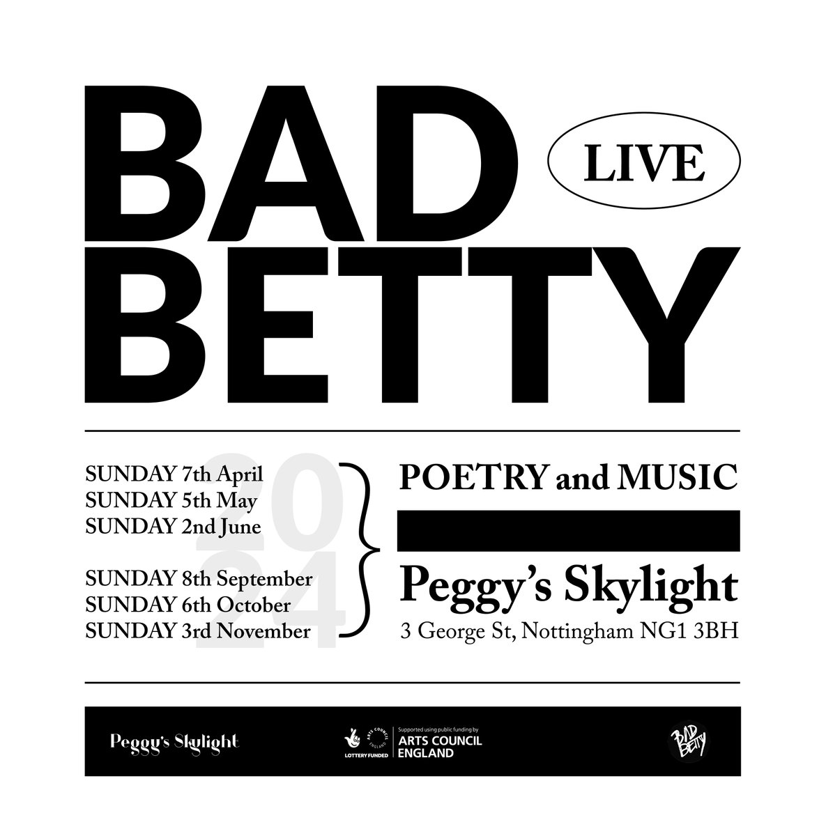 Tickets are flying out the door for Sunday's Bad Betty Live @peggysskylight so grab yrs while you can! And a heads-up that you can book for our May / June events now + workshops from @Vanessa_Kisuule @harrybakerpoet @Malikabooker 🔥🥰💫 Line-ups & links: badbettypress.com/events/