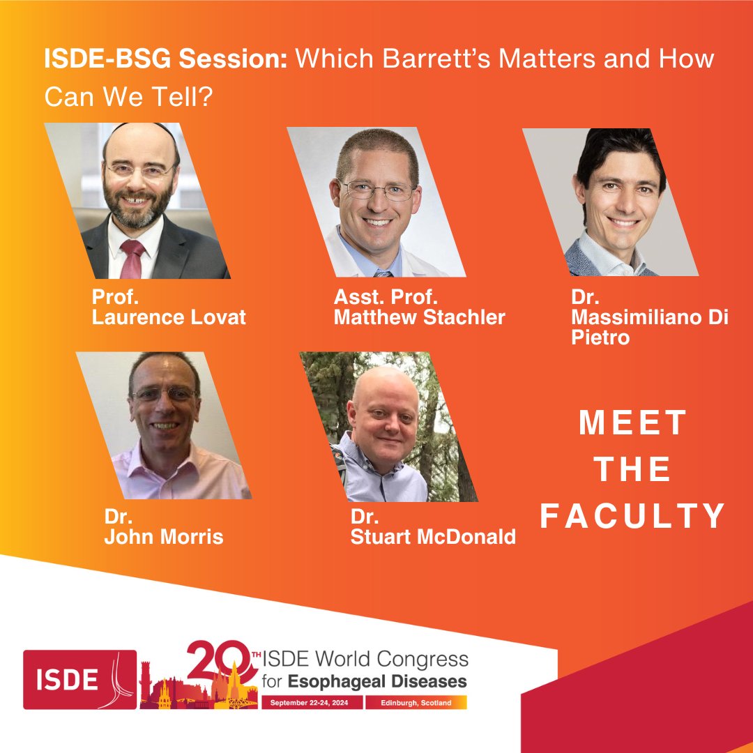 Excited to announce a session on Which Barrett’s Matters and How Can We Tell? at #ISDE2024! Join us in Edinburgh for insights on diagnosis of Barrett’s ! Register at : isde-congress.net #ESOPHAGUS #ISDE #oesophageal #esophageal #oesophagus