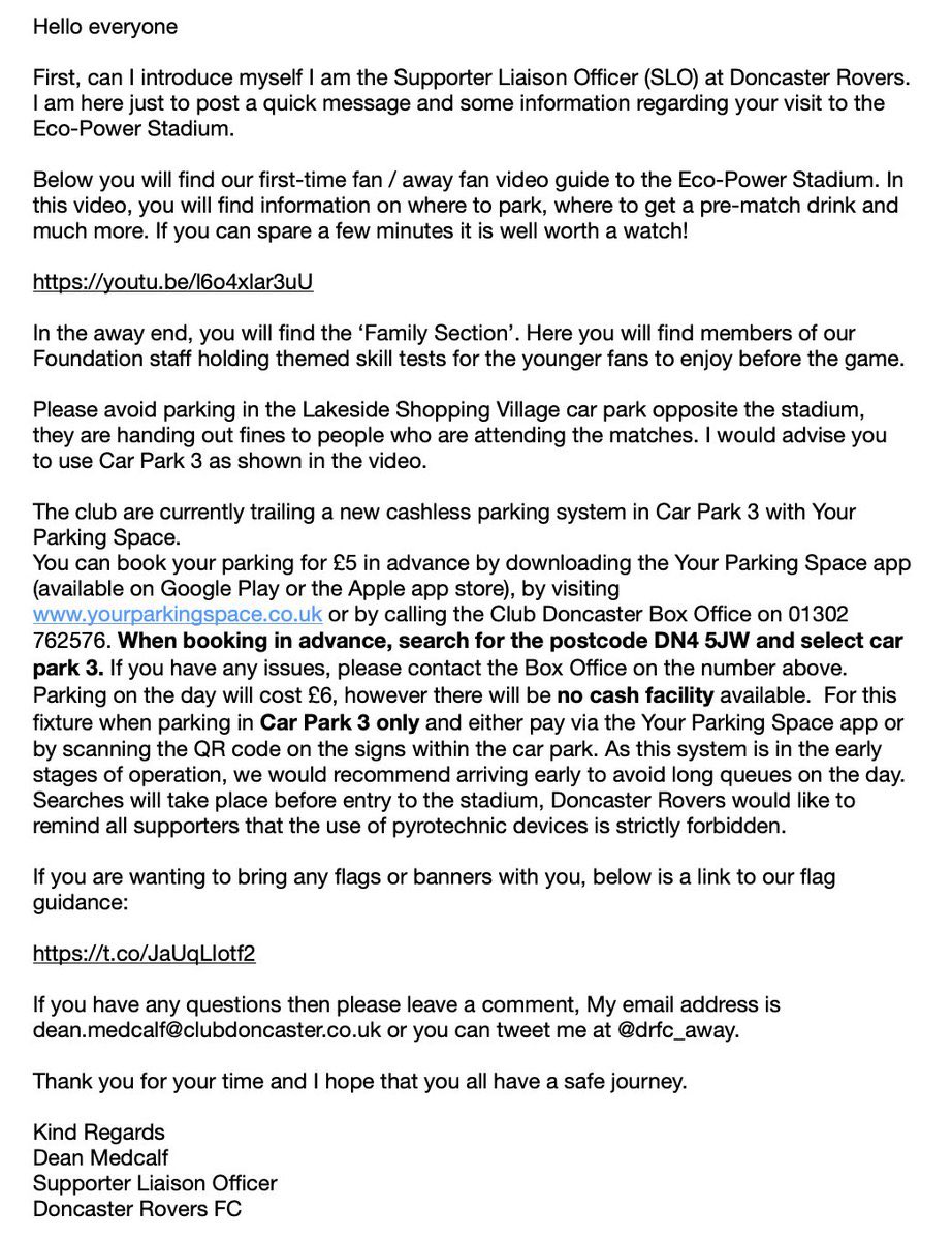 AWAY FANS INFO @Wrexham_AFC fans can find all the info you need ahead of your trip to @drfc_official⬇️ If you have any questions please get in touch! 🏟️🎥youtu.be/l6o4xlar3uU 🅿️yourparkingspace.co.uk (see info below) 🏳️rb.gy/ad2t52 #WxmAFC @OfficialDLOWAFC