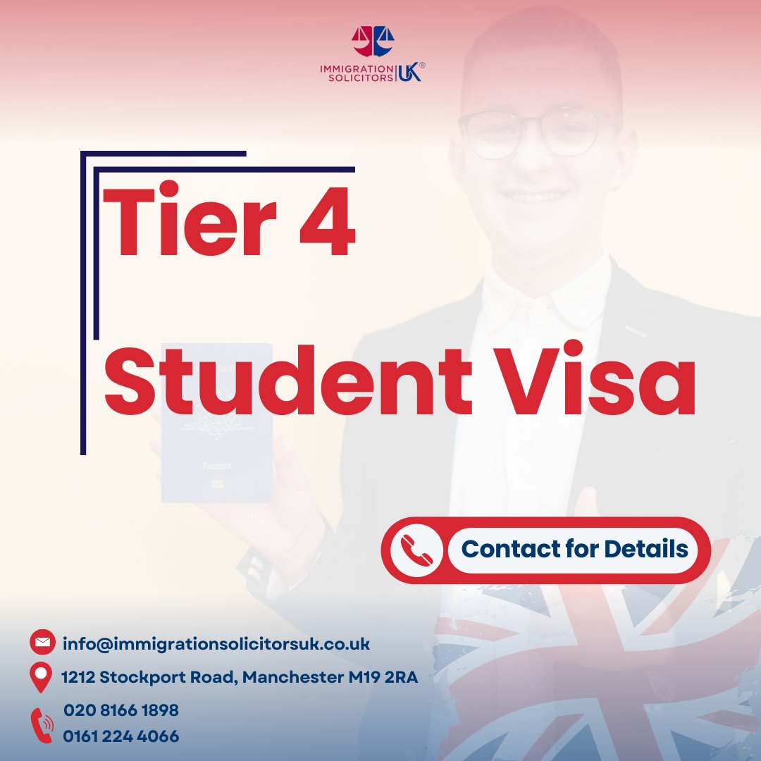 Planning to study in the UK and need a Tier 4 Student Visa? 
 
Contact Us Today. 

0161 224 4066
020 8166 1898

#ImmigrationSolicitorsUK  #Tier4StudentVisa #StudyInUK #StudentVisa #UKVisa #StudyofUK #UKStudies #Visa