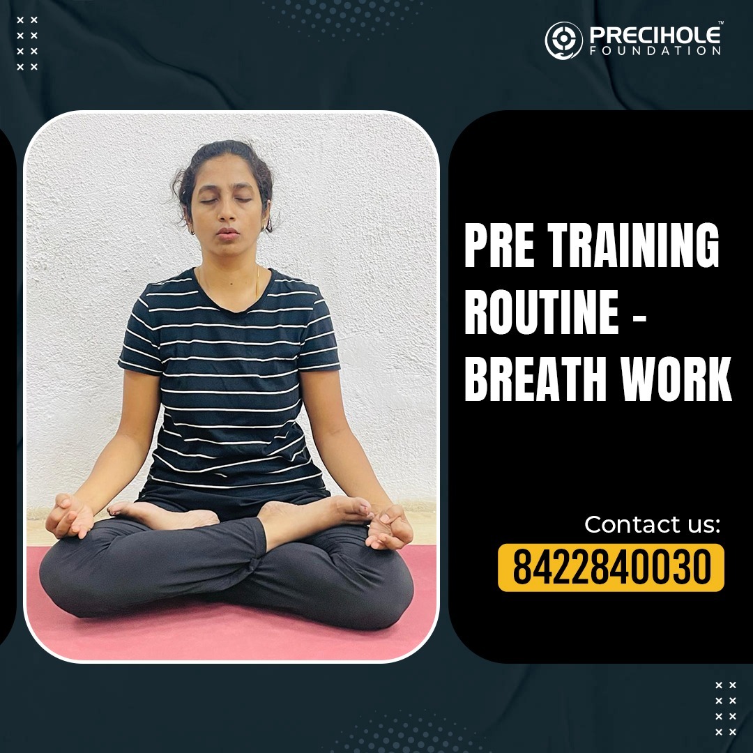 Pre training routine breath work - It can help improve cardiovascular fitness, reduce stress and anxiety. Call us at 8422840030📞☎️ *WE ARE CLOSED ON FRIDAY. . #preciholefoundation #PFTC #shooting #trainingcentre #shootingacademy #shootingcentre #shootingcoach #indiansports