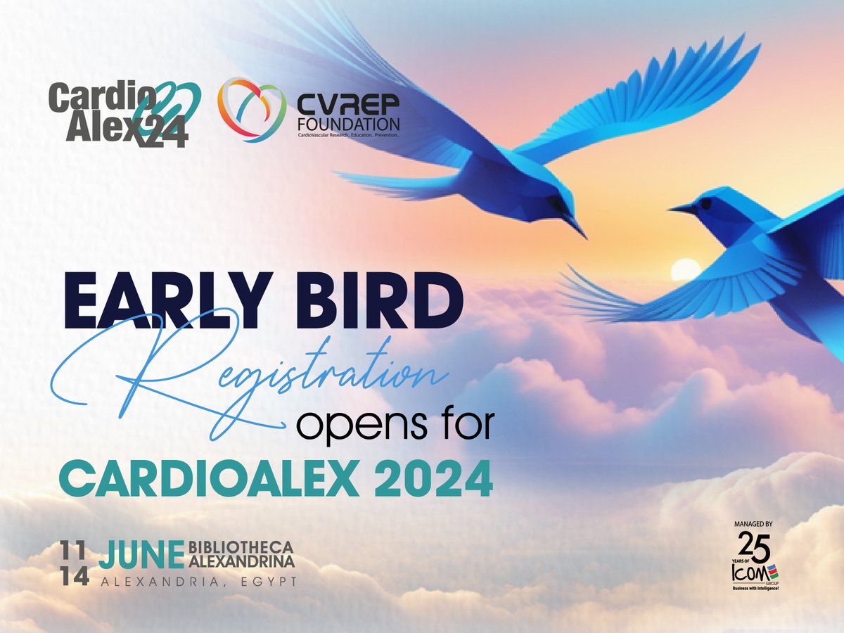 CardioalexC's tweet photo. Register early for CardioAlex 2024 and enjoy exclusive discounts till May 10th! Secure your spot from now!
๐ฅ Proudly organized by @group_icom
๐ https://t.co/PMHRoQdKf7
๐ 11 โ 14 June, 2024
๐ Bibliotheca Alexandrina
#EarlyBirdRegistration #CardioAlex24 #BeatsofHope https://t.co/Bmiscdk74C