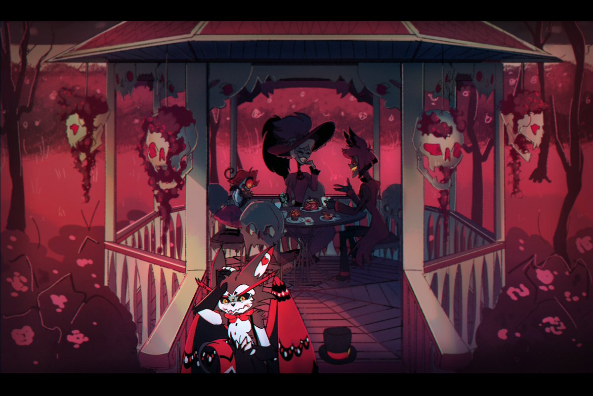 Adyophene's tweet photo. A visit with Rosie!
#hazbinhotel #HazbinHotelFanart 
#Alastor #Husker https://t.co/QlA91wkLcp