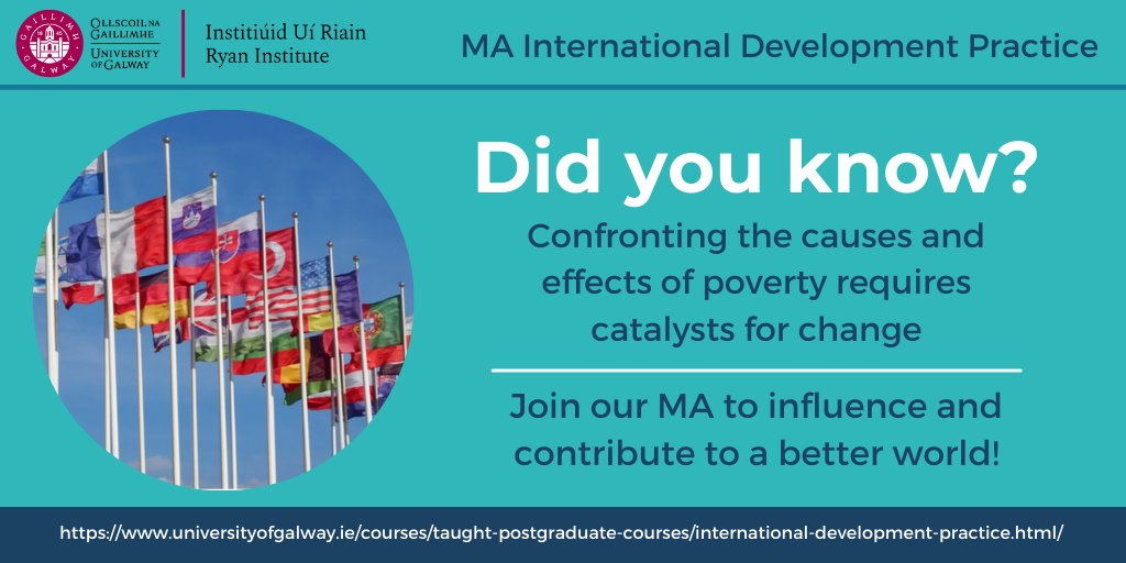 🌎 Are you interested in making an impact on interdisciplinary global challenges? MA in International Development Practice with @uniofgalway gives you the tools you need to start your new career! Enrol now 👉 tinyurl.com/4bfyzwyj @RyanInstitute #SDGs