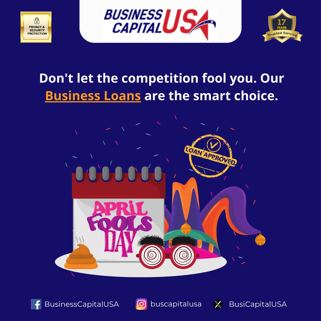 BusiCapitalUSA's tweet image. Discover how it can elevate your credit score and pave the way for brighter financial prospects.

tinyurl.com/4fv7xder

#AprilFoolsDay #ResponsibleBorrowing #CreditScoreBoost #FinancialOpportunities #BusinessCapitalUSA #SmallBusinessLoans #OnlineBusinessLoans