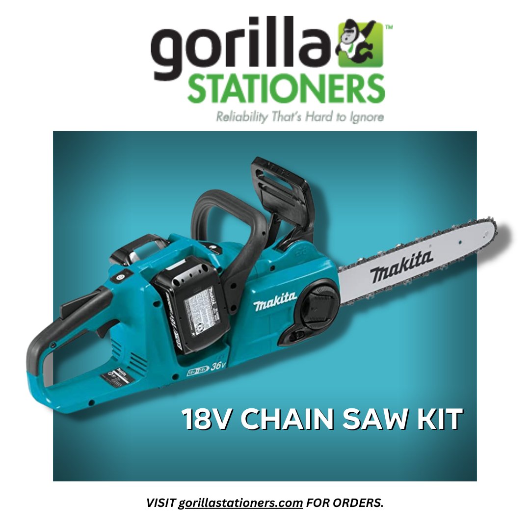 Cordless chain saws are ready to work anytime, anywhere. For the most demanding jobs, go cordless with this 18V Chainsaw Kit. Check this out: gorillastationers.com/collections/ha… #GorillaStationers #OfficeSupplies #HardwareSupplies #Office #OfficeProducts #HardwareProducts