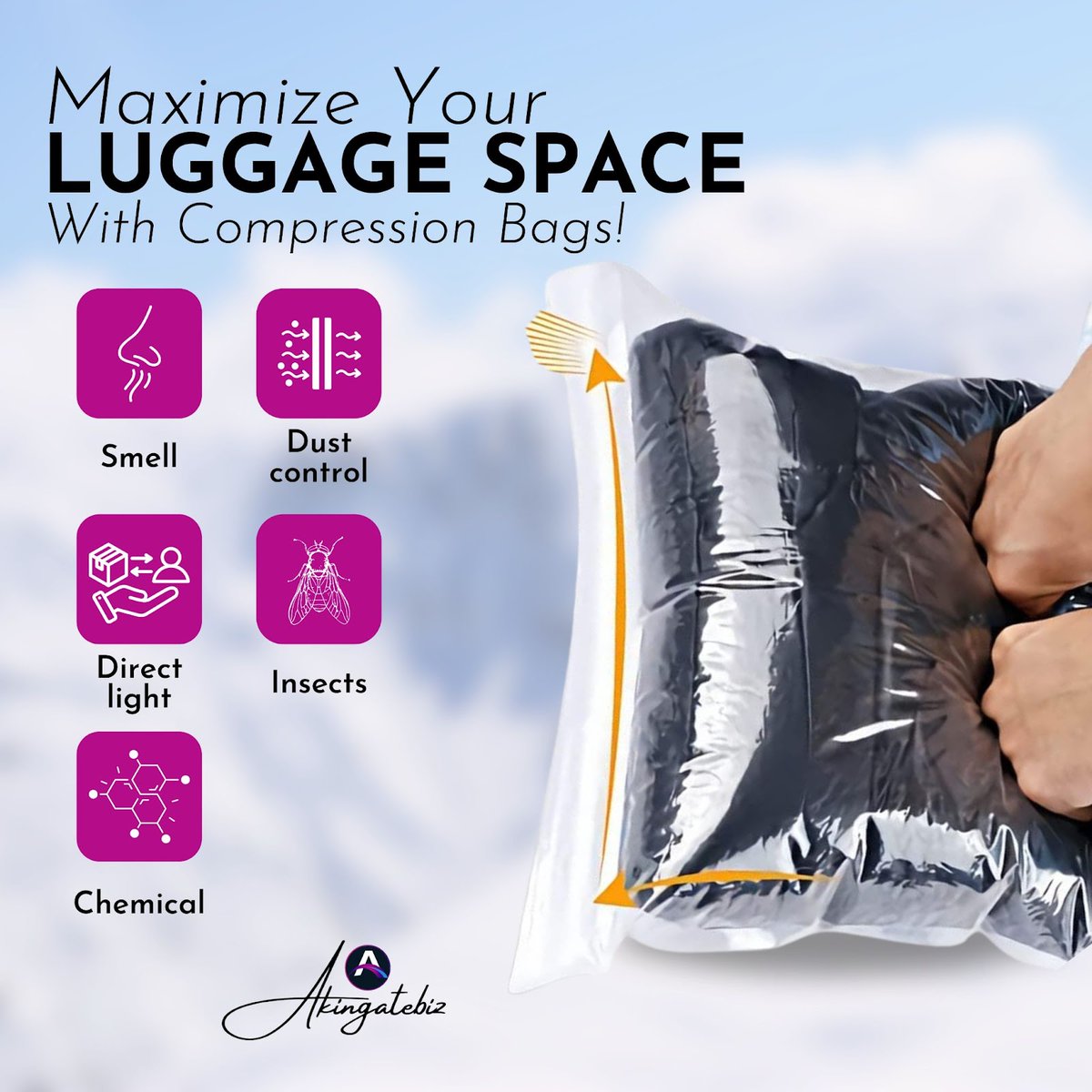 Akingatebiz's tweet image. Pack smarter, travel lighter with Compression Bags! 🌟✈️ Say goodbye to bulky luggage and hello to organized packing with this 10 Pack of Space Saver Bags.

Buy yours now akingatebiz.com/product/compre…
.
#ad #compressionbags