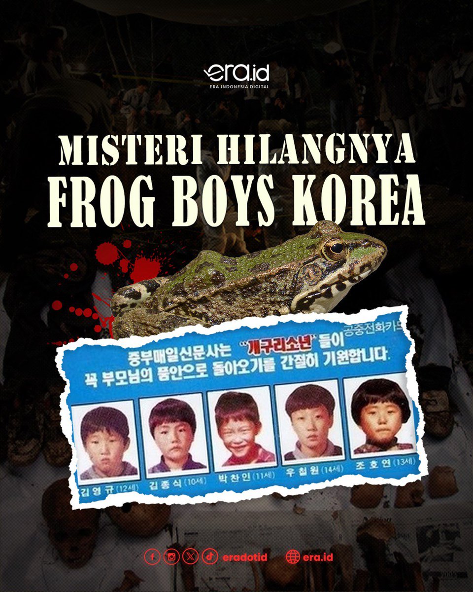 eradotid's tweet photo. [KOREA BERDARAH: 33 TAHUN HILANGNYA 5 BOCAH PENCARI KATAK 🐸]

Pada 26 Maret 1991, 5 bocah setempat pergi ke Gunung Waryong untuk mencari telur salamander.

Namun, mereka tak pernah kembali lagi. Saat kembali, mereka sudah mati dan masih misterius siapa pembunuh mereka...

🧵 https://t.co/oXGneyo6pj