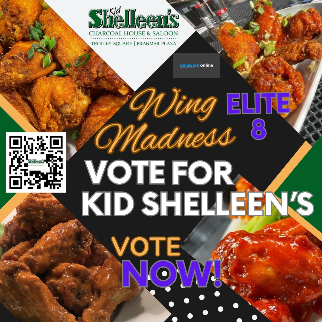 Voting is NOW open!!! Click the link to vote for the best wings in Delaware! Vote Kid Shelleen's!!! delawareonline.com/story/entertai… @delawareonline #wingmadness #voteforkidshelleens #bestwings