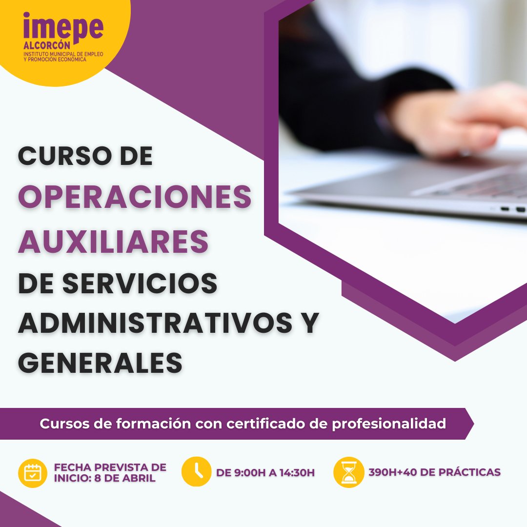 ImepeAlcorcon's tweet photo. 🚀📘Para impulsar tu entrada en el mercado laboral, IMEPE ofrece un CURSO DE OPERACIONES AUXILIARES EN SERVICIOS ADMINISTRATIVOS Y GENERALES, con certificado de profesionalidad.
Para más información e inscripciones 👉 https://t.co/54y4PA7Xzl
#IMEPE #formacion https://t.co/C4ri7fvM0y
