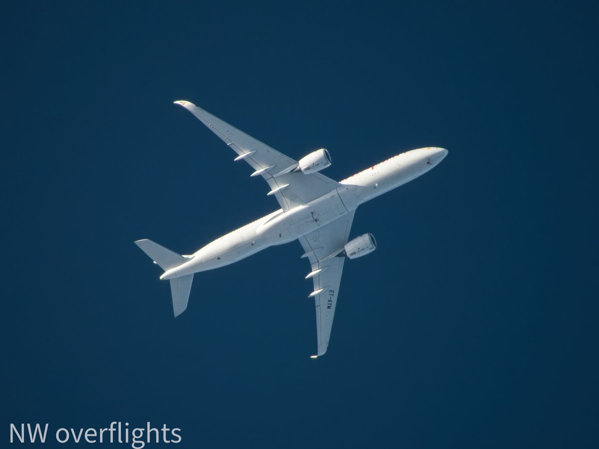 Early morning overflight, Ethiopian Airlines A350-941, ET-AYM, FCO-YYZ 36,000ft. 29/3/24. #nikonphotography #P1000 #aviationdaily #aviationlovers #avgeek.