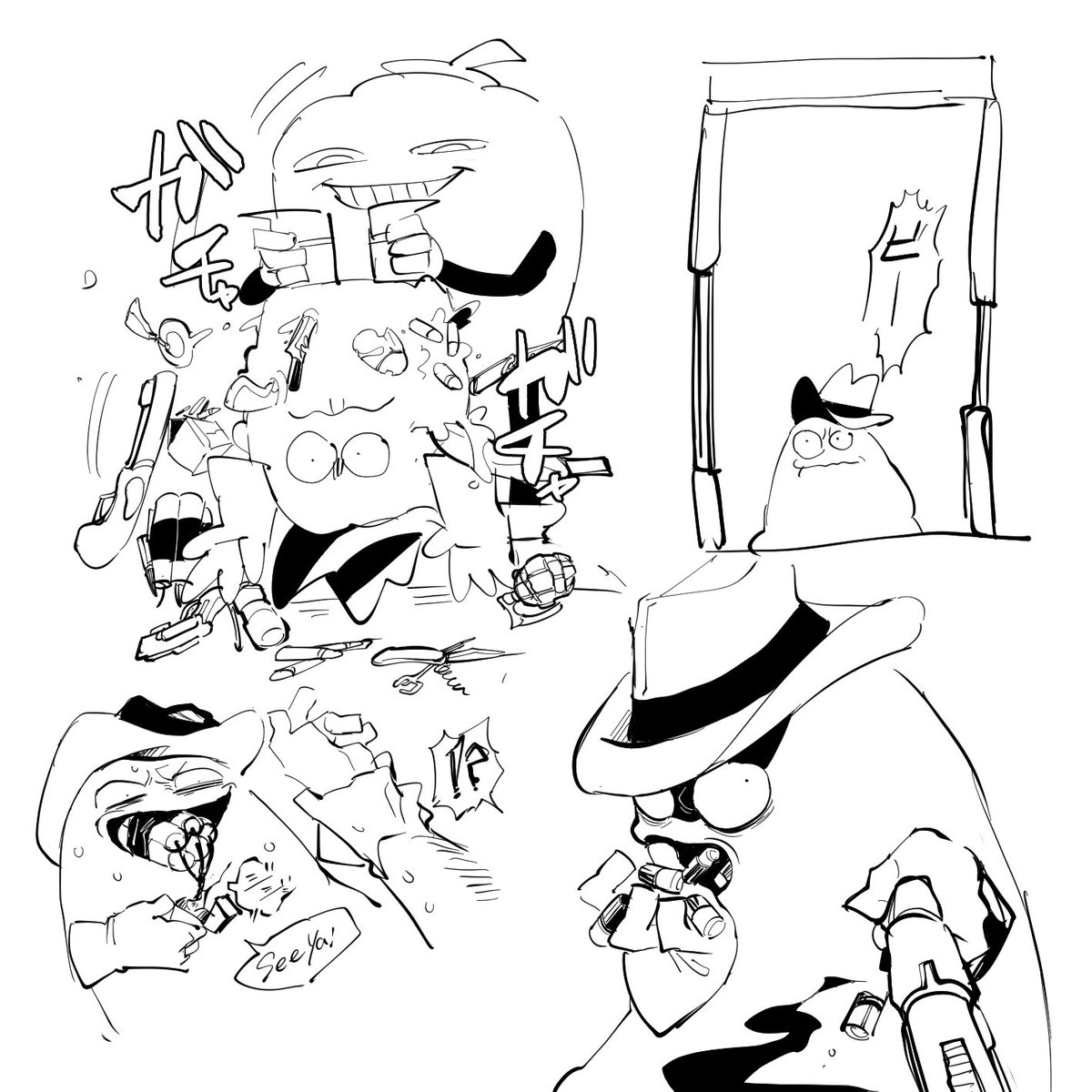 Pizza towerらくがき
身体中に武器仕込んでるvigilanteほしい