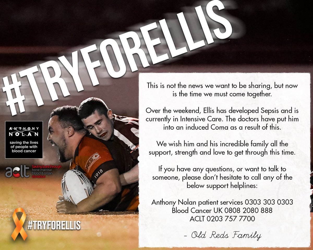‼️#TryForEllis - Important Update If you have any questions, or want to talk to someone, please don’t hesitate to call any of the below support helplines:  Anthony Nolan patient services 0303 303 0303 Blood Cancer UK 0808 2080 888  ACLT 0203 757 7700 #TryForEllis