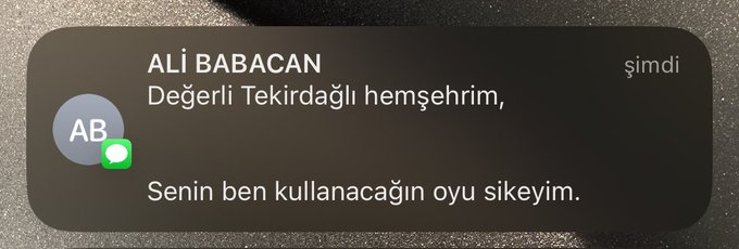 ali babacan sms atmış
