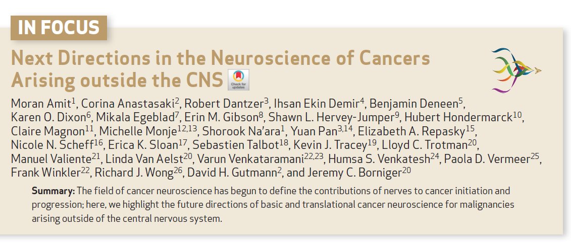 ✨Highlighting a @CD_AACR Special Issue Commentary perfect for today's #CancerNeuroscience session at #AACR24: Next Directions in the Neuroscience of Cancers Arising Outside the CNS - by session chair @moranamit2, @JBorniger, and many more doi.org/10.1158/2159-8…