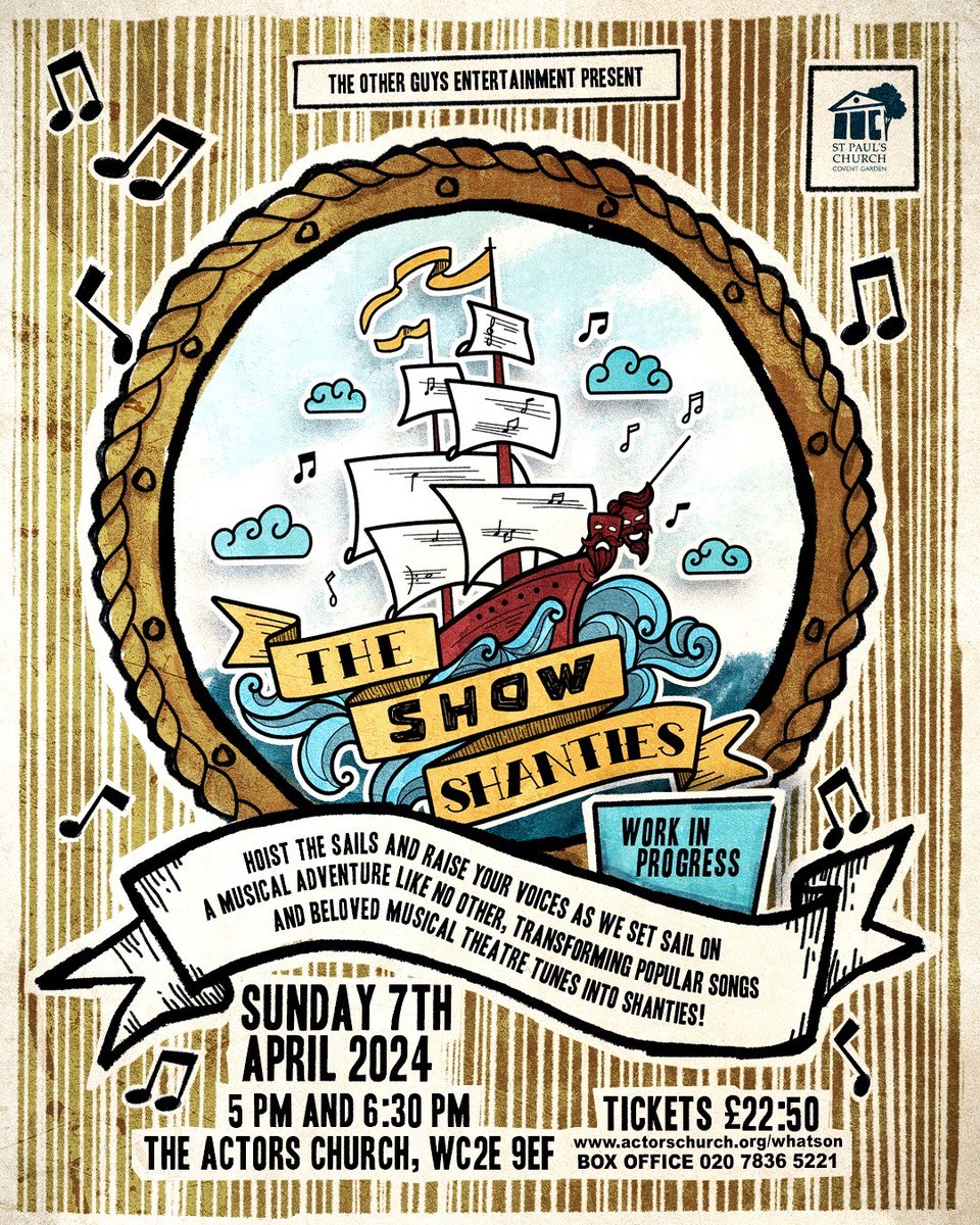 🏴‍☠️𝑆ℎ𝑜𝑤 𝑆ℎ𝑎𝑛𝑡𝑖𝑒𝑠 | 𝟩 𝐴𝑝𝑟𝑖𝑙, 𝟧 & 𝟨.𝟥𝟢𝑝𝑚 🏴‍☠️ Set sail on a musical adventure as we transform pop songs and musical theatre tunes into shanties.  🎟️ actorschurch.ticketsolve.com/shows/87364380… #londonconcerts #coventgarden #westend #seashanties #pirates