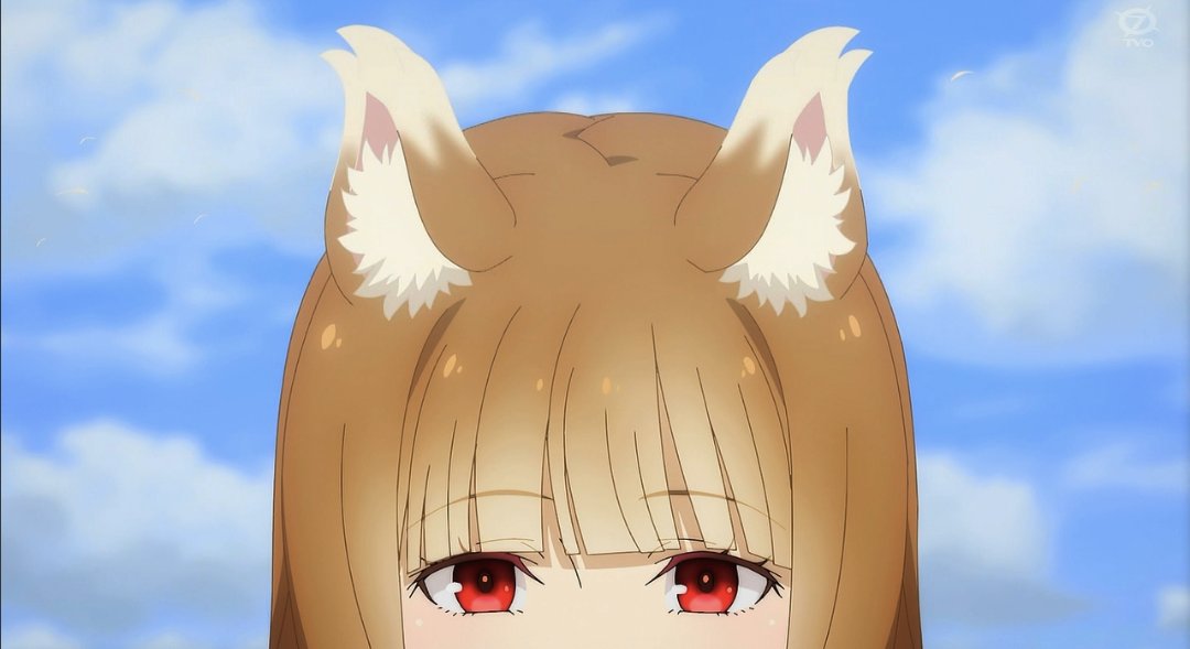 holo 1girl solo long hair looking at viewer brown hair red eyes animal ears  illustration images