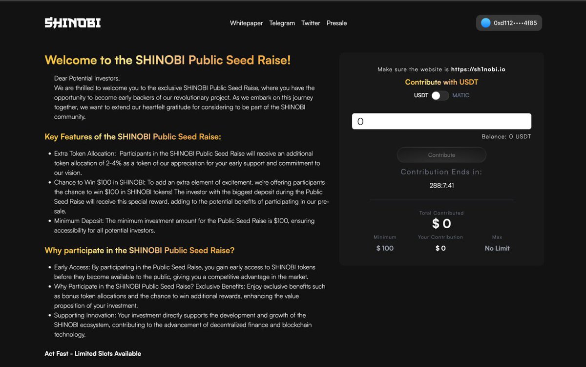 🚀 Exciting News Alert! 🌟 Our SHINOBI public raise goes live this Tuesday at 4pm UTC! Get ready to dive into decentralized finance with our revamped website and early investor perks. Don't miss out - secure your spot and be part of the SHINOBI movement! 🥷💼 #SHINOBI