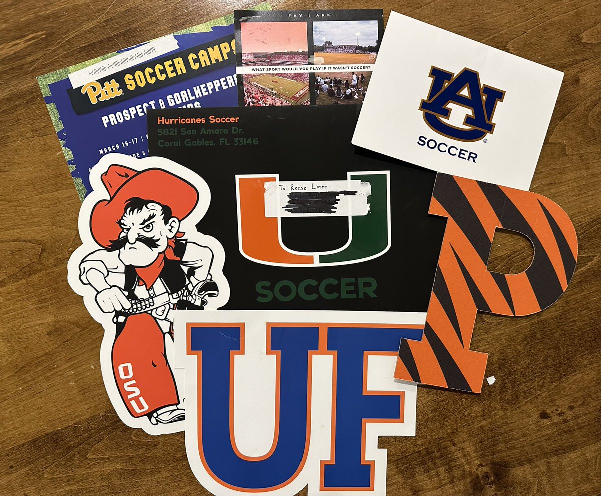 Grateful for the mail and other communication that I have received recently. Looking forward to the next few months! @CowgirlFC @RazorbackSoccer @GatorsSoccer @AuburnSoccer @CanesFutbol @Pitt_WSOC @PrincetonWSoc @TopDrawerSoccer @ImYouthSoccer @PrepSoccer @StingECNL08