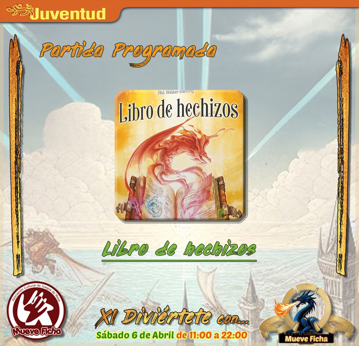 acmueveficha's tweet photo. Este sábado 6 de abril llega el #XIDivierteteconMueveFicha a la Casa de la Juventud de Cádiz de 11 a 22h. ¡Más partidas programadas! Esta vez juegos de duración <60': #Oceanosdepapel, #Librodehechizos y #Potionexplosion
+info: https://t.co/igvGgzcGRl https://t.co/k6dTTxxmo5
