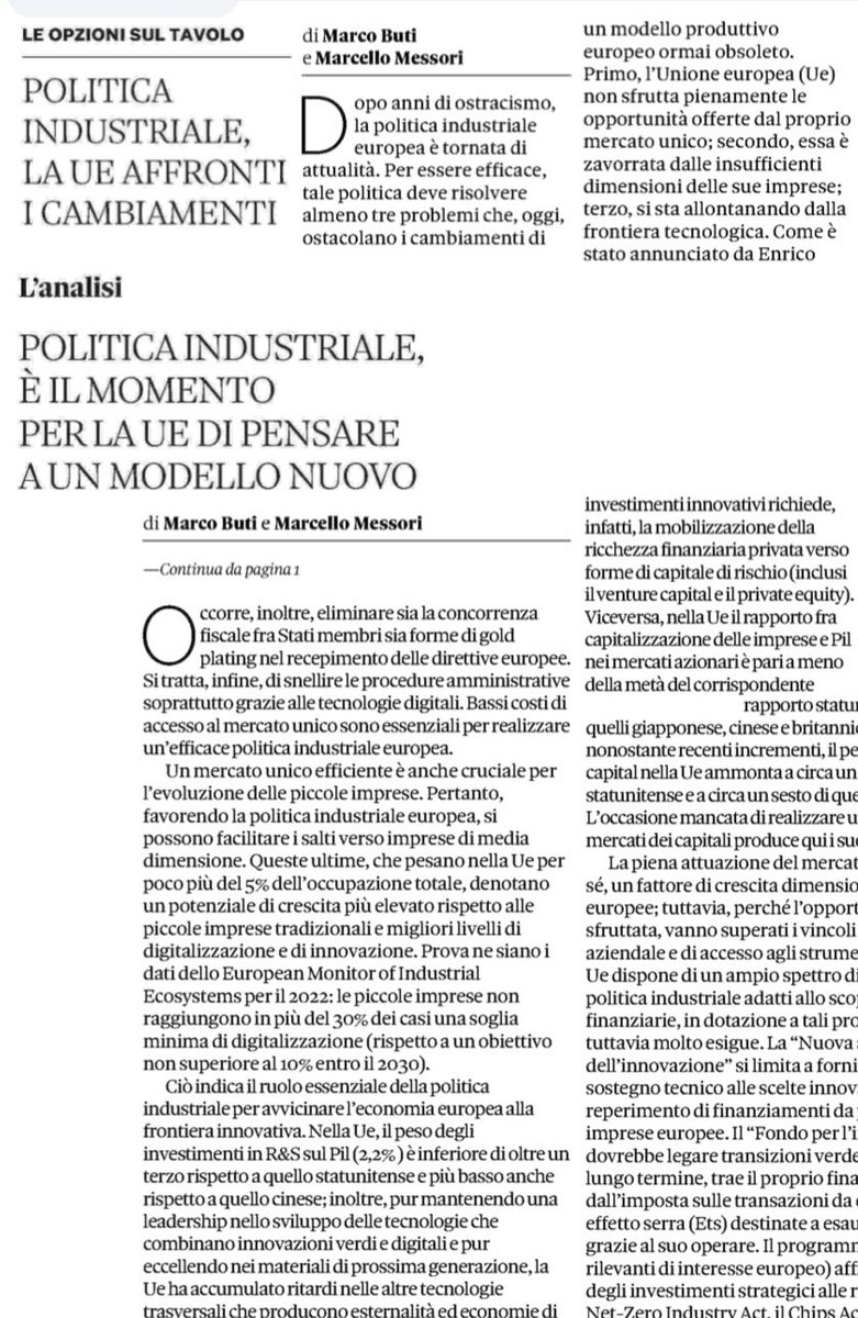 Articolo sul Sole di ieri, le coordinate per l’Europa di domani.
-superare la concorrenza fiscale e realizzare snellimento amministrativo 
-favorire la crescita strutturale delle imprese
-puntare sull’innovazione, ricerca &amp; sviluppo e nuove tecnologie