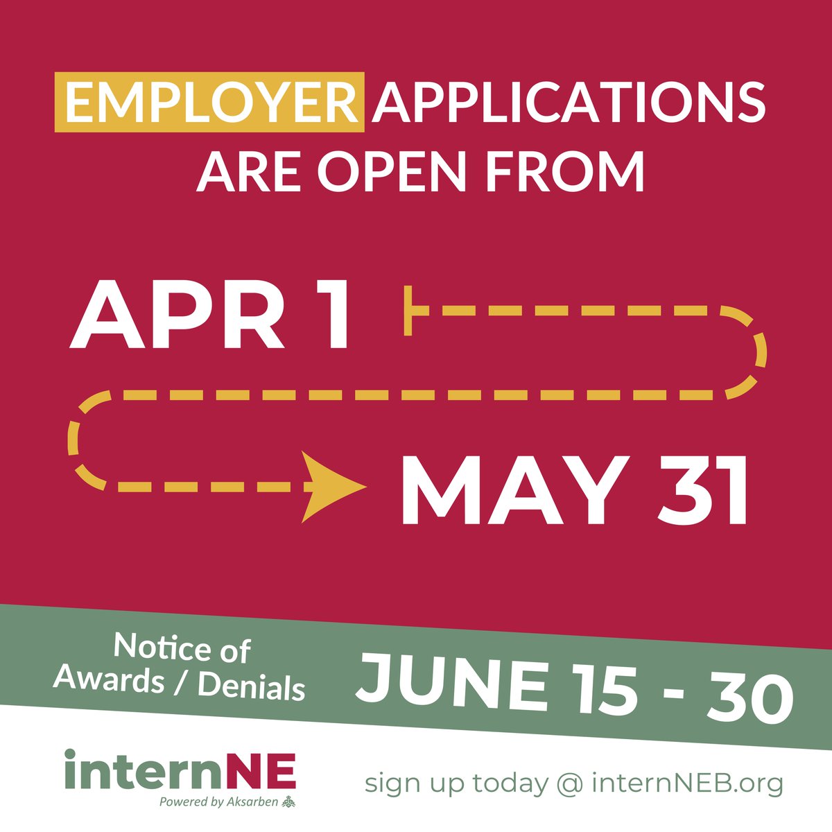 Employer applications launch TODAY! Help shape Nebraska's future. Learn more on internNEB.org! #internNE #PoweredbyAksarben