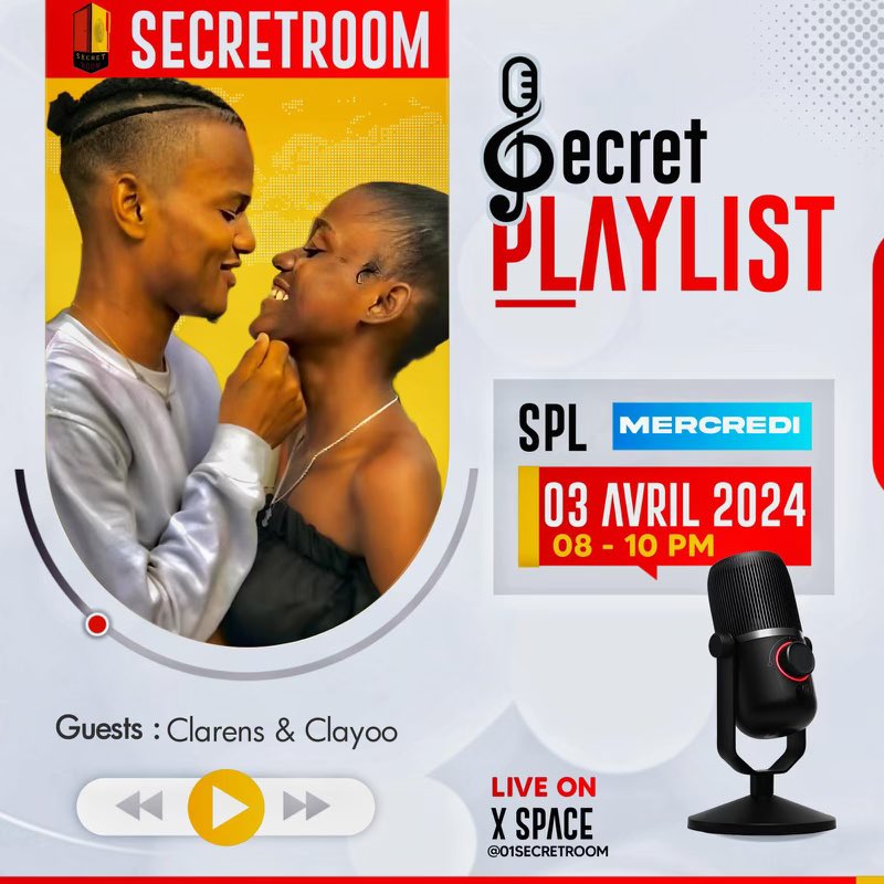 01SecretRoom's tweet image. Toutan n ap tonbe sou foto ak videyo Clarens ak Clayoo sou diferan platfòm, men kisa nou konnen de yo vrèman ? Mèkredi a 8è nan Secret Room vin aprann plis de pèsonalite yo chak e dinamik bèl relasyon sa atravè yon playlist ki chaje sipriz💘🎶👩‍❤️‍👨
@clarensETclayoo 

Flyers:…