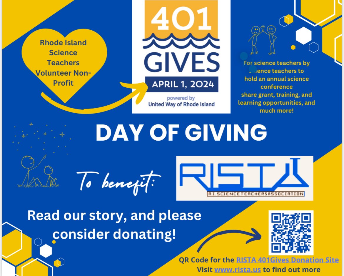 Donate as little as $5 to our #401Gives campaign and we get an extra $20! Donate at noon to get this bonus donation for Science Educators. 401gives.org/p2p/355073/car…