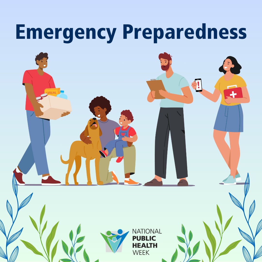 Emergency preparedness can protect you and your loved ones. Have a plan & emergency supplies and practice what to do. Consider how you can help local organizations support underserved communities, where disasters often worsen inequities. NPHW.org #NPHW