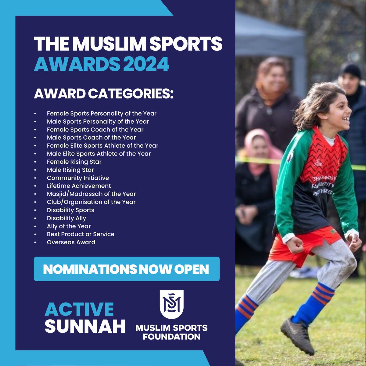 Exciting news from the Muslim Sports Foundation for the British Muslim community! We’re delighted to announce nominations for the 2024 Muslim Sports Awards are now OPEN! Click on the link in our bio! #msf