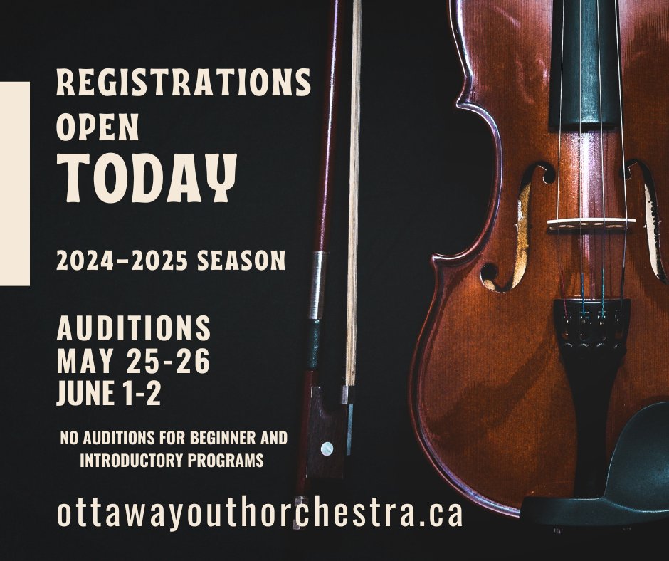 Register now for Auditions or for non-auditioned programs in introductory, jumpstart, and beginner classes at ottawayouthorchestra.ca