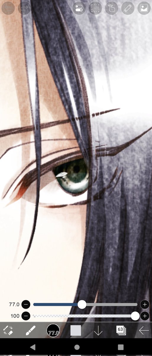 1girl solo looking at viewer black hair hair between eyes green eyes close-up  illustration images