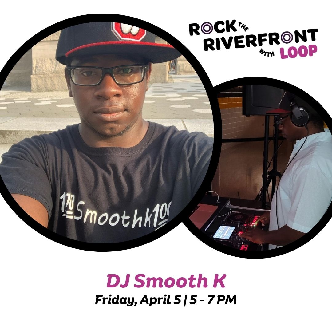 DJ Smooth K says he's 'not your average zillennial DJ!' He spins an eclectic variety of music that bridges generations of music lovers, ranging from classic oldies to current hits. He'll be at Rock the Riverfront this Friday from 5-7 PM. Come join the fun! #rocktheriverfront