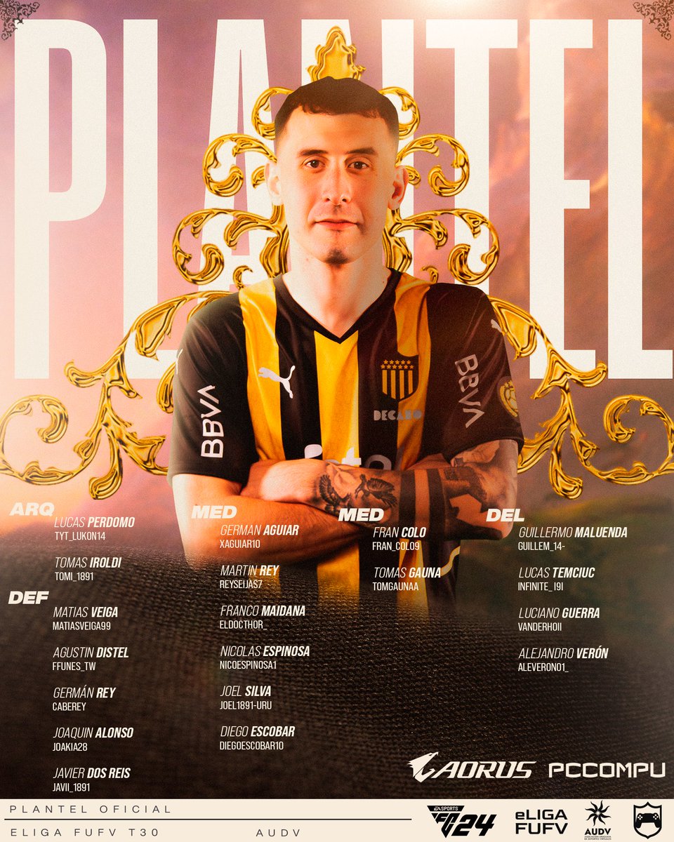 esportcap's tweet image. 𝗣𝗟𝗔𝗡𝗧𝗘𝗟 𝗖𝗢𝗡𝗙𝗜𝗥𝗠𝗔𝗗𝗢 ✍🏻

Estos serán los jugadores que nos representaran en la siguiente edición de la #eLigaFUFV 🎮

#CarboneroVirtual