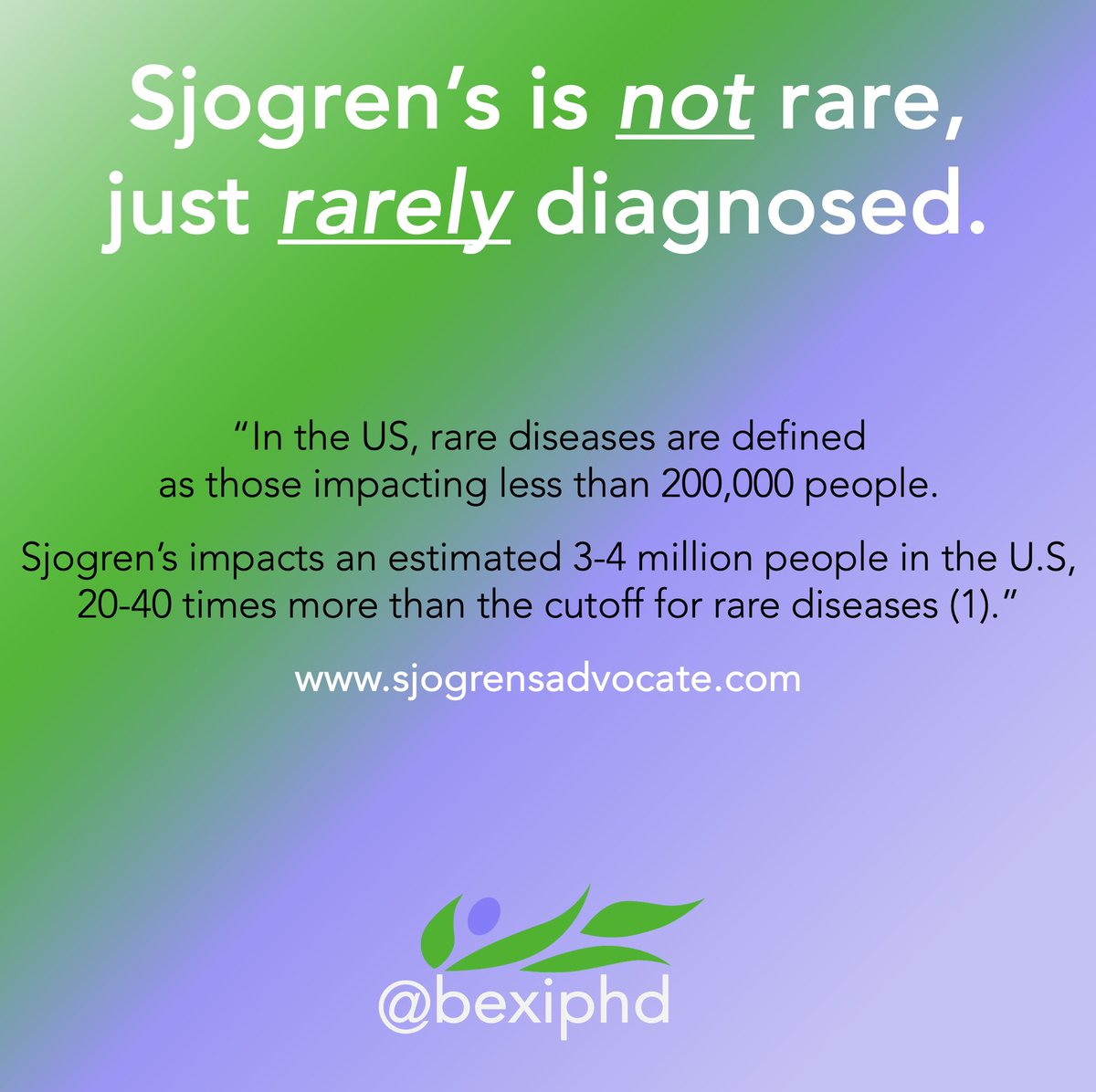 April is Sjogren's awareness month. There are lots of myths about Sjogren's in the medical community and public that are barriers to diagnosis and care. Please help me advocate for Sjogren's this month by interacting with, commenting on, and sharing my posts.
