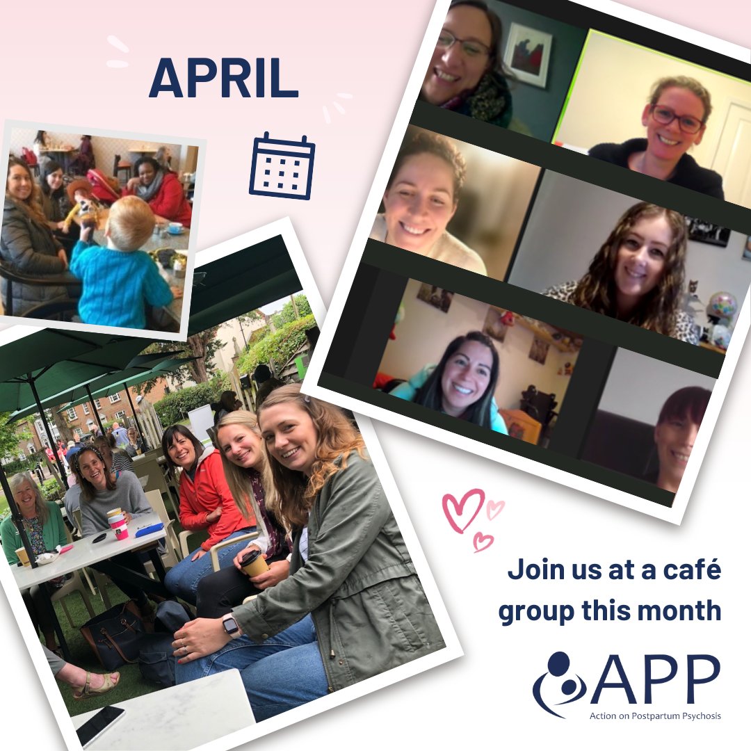 📆 April APP Café groups dates for your diary: app-network.org/get-help/peer-… 💜 We’re here for you with postpartum psychosis Peer Support. We hope to see you soon.